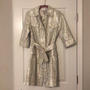 Vertigo Paris White Metallic Silver Coat